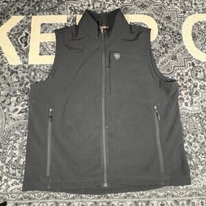 Ariat Men’s Black Softshell Vest Size XLarge – Zip Front Outdoor Workwear